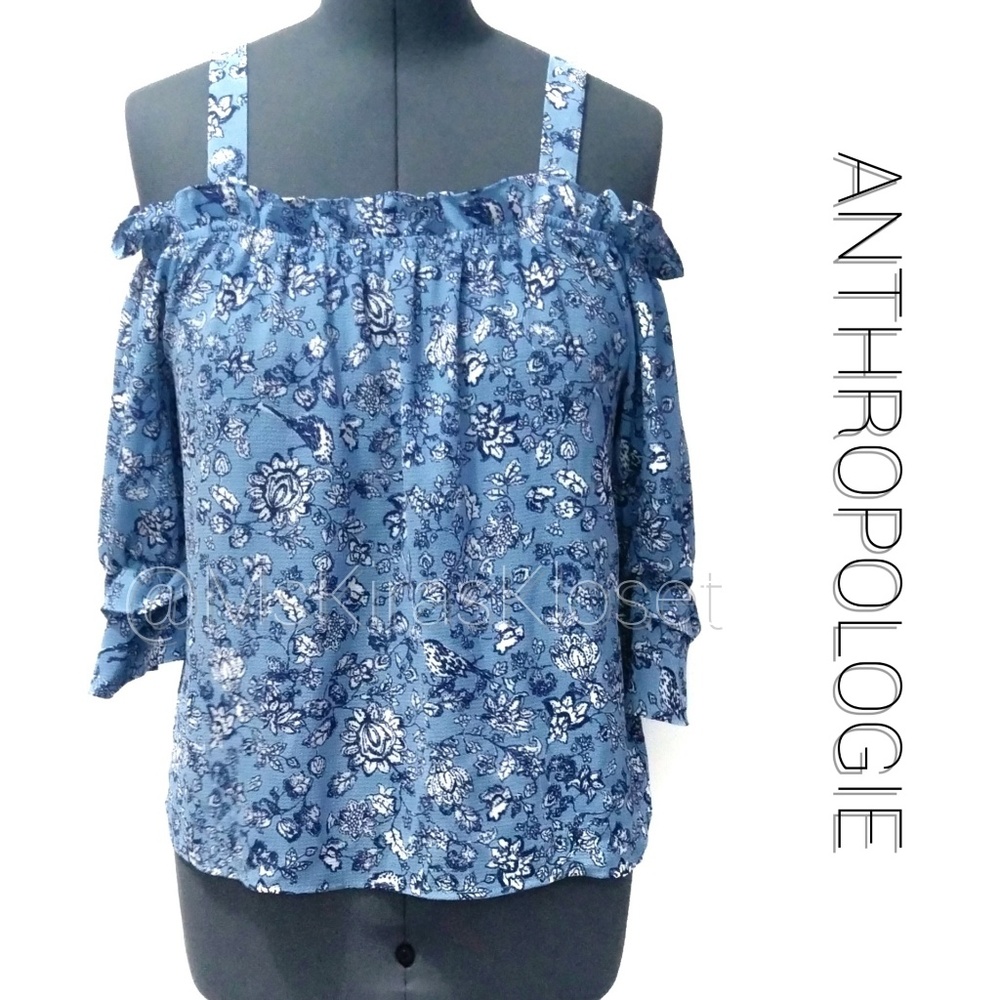 Anthro | Floral Cold Shoulder Top EUC